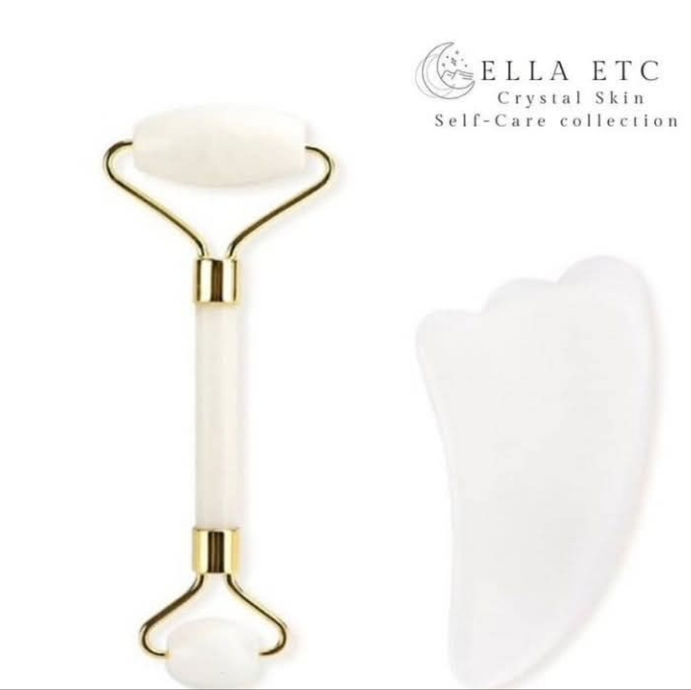 White Jade Roller & Gua Sha Set – Anti-Aging Facial Skincare Tools